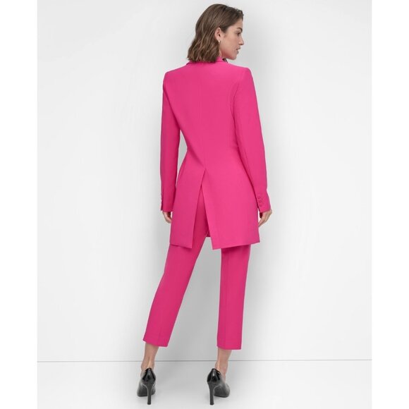 DKNY Petite Notched Collar One-Button Longline Blazer Pink Size 12P SALE $169 - Picture 4 of 4